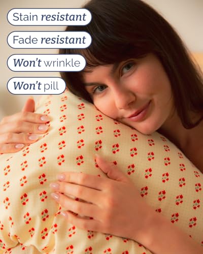 Image of Twin XL 3 Piece Floral Sheet Set - Soft & Cooling - Cherry Blossom Dot