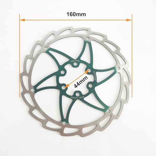 DONSP1986 Bicycle Disc Brake Rotor 160mm 180mm 203mm Stainless Steel, Disc Brake Rotor with 6pcs Bolts for Mountain Road BMX MTB Bike (Green, 160mm)