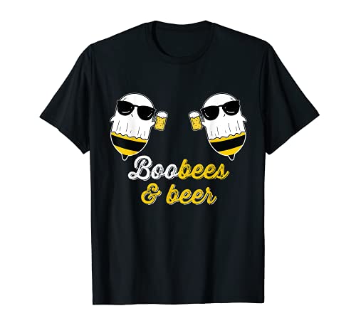 Boo Bees Halloween Costume Carino Fantasma bere Birra Divertente Maglietta