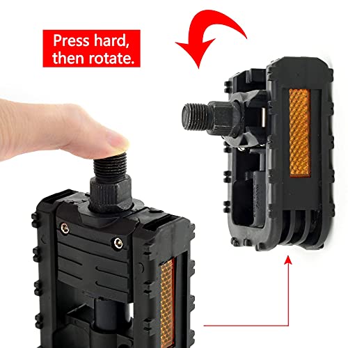 Anti-Skid Foldable Bicycle Cycling Pedals, Universal Pp Material Wide Platform Bicycle Hybrid Pedals For Bmx, Mtb,City, Mountain, Road, Touring, Trekking Bikes #TOP3