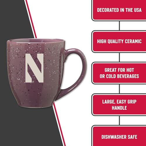 Image of Rico Industries NCAA Northwestern Wildcats Purple Personalized 16 oz Team Color Laser Engraved Speckled Ceramic Coffee Mug