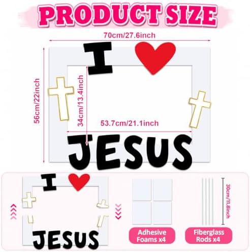 I Love Jesus Photo Booth Frame Christian Religious Party Decorations — 사진 2