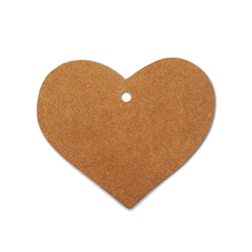 LWR CRAFTS 100 etiquetas para pendurar coração com juta para adolescentes 30 m, Kraft, 2 3/8