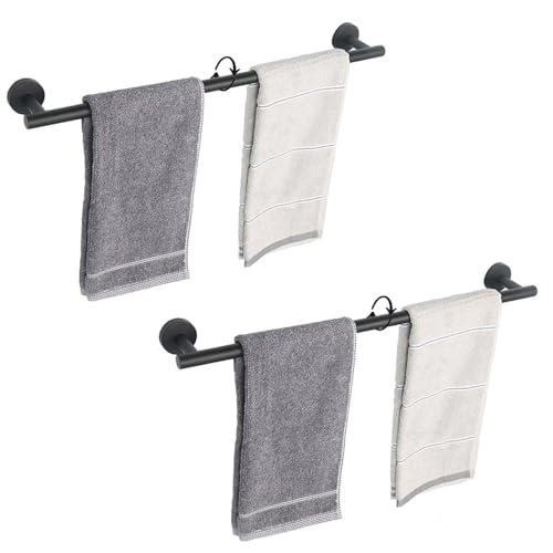 TocTen Bath Towel Bar - 2 Pack Thicken SUS304 Stainless Steel Towel Rack for Bathroom, Bathroom Hardware Accessories Towel Rod Heavy Duty Wall Mounted Towel Holder (24 Inch, Matte Black)