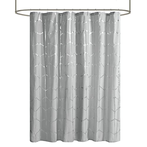 Intelligent Design Raina Shower Curtain Printed Geometric Metallic Machine Washable Modern Home Bathroom Decorations, 72 in x 72 in, Grey by Intelligent Design - Image 3