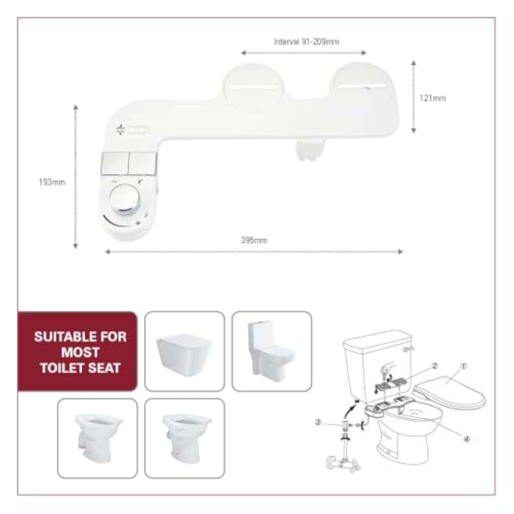 WATER Bidet Seat Attachment for Western Toilet