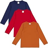 Fred's World by Green Cotton Alfa l/s T 3-Pack Blouse, Tango/Marmalade/Academy, 4 Years