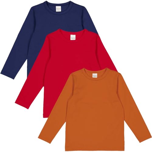 Fred's World by Green Cotton Alfa l/s T 3-Pack Blouse, Tango/Marmalade/Academy, 4 Years