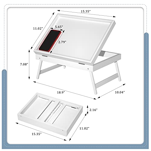 Bed Tray Table Breakfast Food Tray With Folding Legs Serving Tray For Computer Laptop Desk Bed Platters Tv Snack Tray By Artmeer (White, Medium) #TOP2