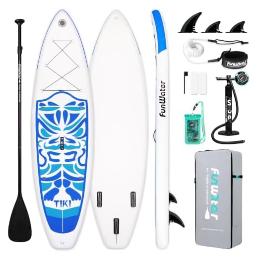 FunWater Inflatable 10'6×33"×6" Ultra-Light (17.6lbs) SUP for All Skill Levels Everything Included with Stand Up Paddle Board, Adj Floating Paddles, Pump, ISUP Travel Backpack, Leash,Waterproof Bag