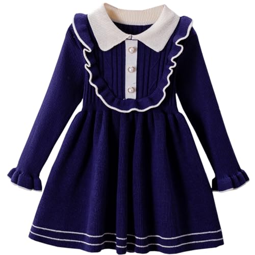 Joe Wenko Girls Ruffle Knit Sweater Dress, 3-10 Years