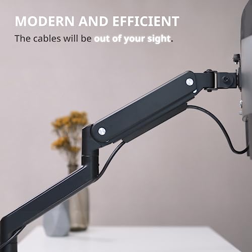 By Orange Box – Alu Single Monitor Desk Mount For 17-32 Inch Screen, 4.4-22Lbs, Sturdy Aluminum Arms, Easy Top-Mount Installation, Clamp/Grommet Bases, Vesa 75/100 Compliant, Cable Management #TOP6