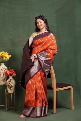 HerClozet orange kanjivaram silk saree – image 7