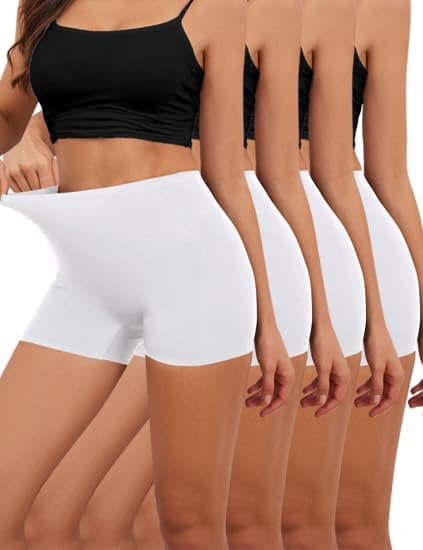 Women Seamless Boyshort Panties Anti Chafing High Rise Boxer Briefs 4 Pack