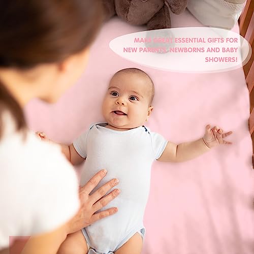 Image of JISEN 3 Piece Crib Bedding Set Soft Baby Ruffle Crib Comforter Set with Quilt, Sheet, Pillowcase - Nursery Bedding for Boys or Girls Pink