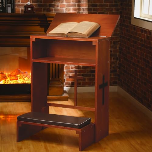 DoubleFill Solid Wood Prayer Bench Stool with Shelf and Cushion Church Prayer Bench Table Chair Padded Kneeler for Kneeling at Home, Religious Gifts, 23 x 20 x 32 Inches(Drawer Style) by DoubleFill - Image 6