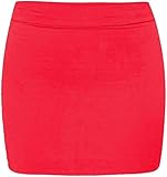 Bommi Fairy Womens Plain Stretch Bodycon Short Mini Semi Skirt Mini A Little See-Through Babydolls Skirt (Red)