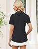 LOMON Women’s Short Sleeve Athletic Polo Shirt High Performance Stretch Quarter Zip Top for Golf Tennis #4