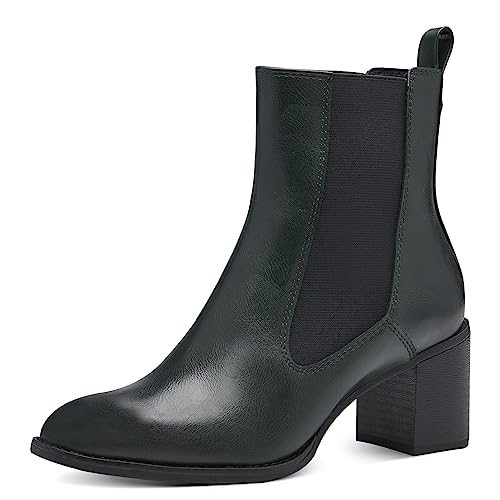 MARCO TOZZI Damen Chelsea Boots aus Kunstleder mit Absatz, Grün (Forest), 39