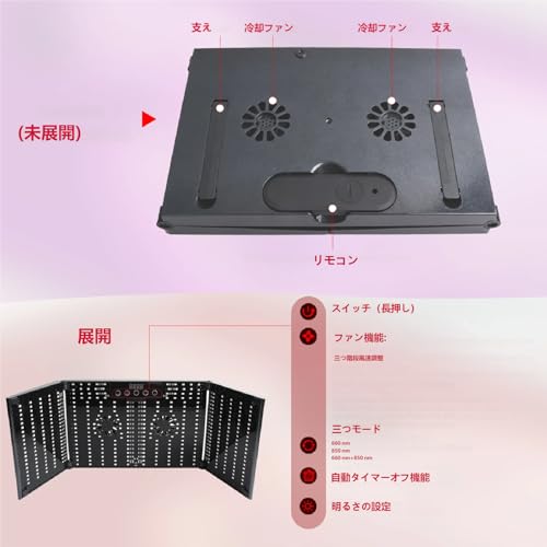 近赤外線ライト パネルライト 400Ledデスクライト 660nm＋850nmデュアルLED 収納ケースとメガネ付き 首、肩、腰、背中、腕、膝などに適用 [4]