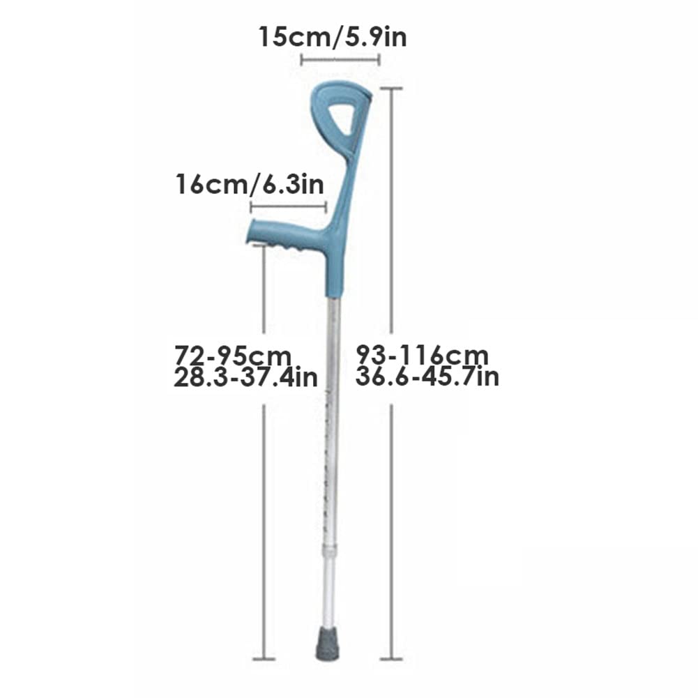 Coppia di stampelle per avambraccio per Adulti, stampelle in Alluminio Leggero, stampelle Ortopediche Regolabili per Camminare, per Persone da 150 a 185 cm (2 unità)