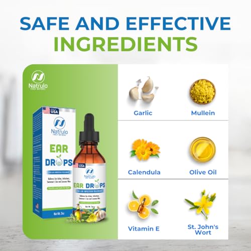 image for Natrulo Natural Ear Drops for Ear Infection - Homeopathic, Herbal Eard