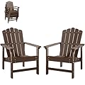 ACUEL Stackable Adirondack Chairs Set of 2, Weather-Resistant Outdoor Patio Seating, Low Maintenance Poly Lumber Chairs for Porch, Deck, Garden, Fire Pit (Brown)