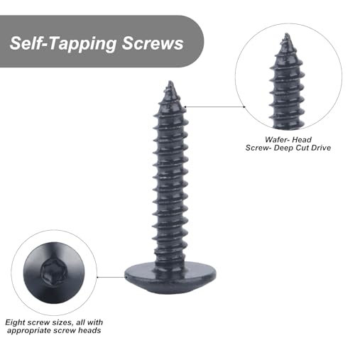 Blechschrauben Selbstschneidende Schrauben Torx, 60 Stk Holzschrauben, Flachkopfschrauben, Flachkop Torx Karosserieschrauben, schwarz Bohrschrauben für Holz Möbel Schrauben - M3,9x25mm