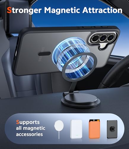 Image of FNTCASE for Samsung Galaxy A37-5G Case: Matte Translucent A36 Phone Cases with Screen Protector Lens Protection Compatible with Magsafe Rugged Protective Cell Cover (Frosted Black Magnetic)