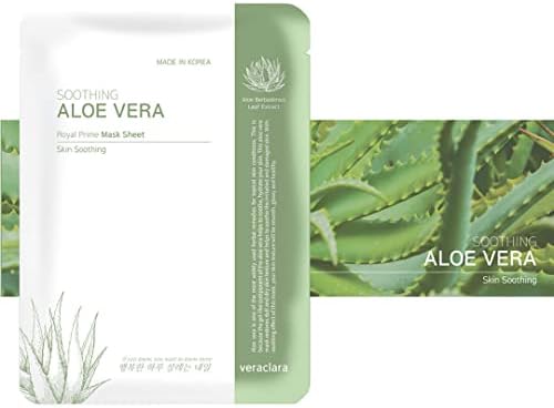 Veraclara] Prime Facial Mask - Aloe (16 Pack) Korean Skincare | Lighten, Moisturize, Firming Skin | Diminish Dark Spot & Circles