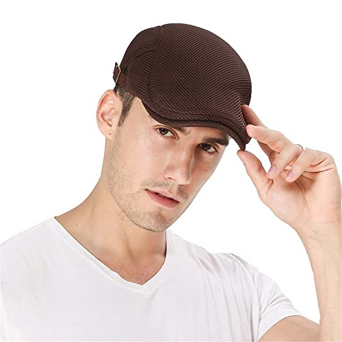 Genenic Peaked Cap Golf Hat Summer Newsboy Style Adjustable Breathable(Light Grey) #TOP2