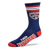 For Bare Feet NHL 4 Stripe Deuce Crew Men Socks (Florida Panthers, Medium (5-10))
