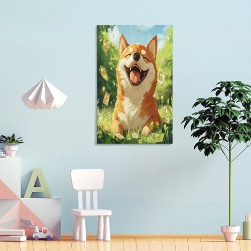 Impression sur toile Akita art mural haute définition sur support canva durable