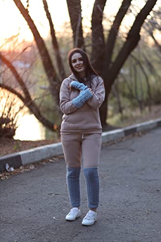 Wool Leg Warmers For Women Thigh High Socks Knitted Stockings Warm And Long Footless Cable Knit Crochet Warmers (Grey-Blue) #TOP7
