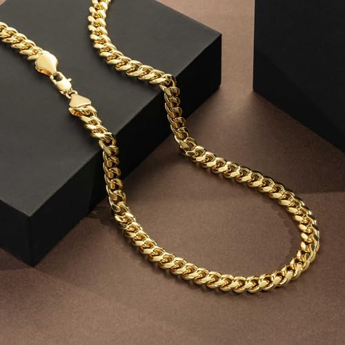 KROMPG 7MM Gold Chain for Men Women 14K Gold Chain Necklace for Women Mens Chains Necklaces Cuban Link Chains 16'' 18'' 20'' 22'' 24'' 26'' 30'' - Image 4