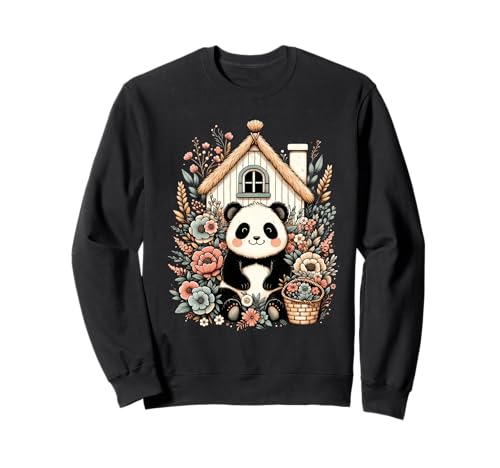 Cute Cottagecore Aesthetic Floral Panda Girls Women Graphic Sudadera