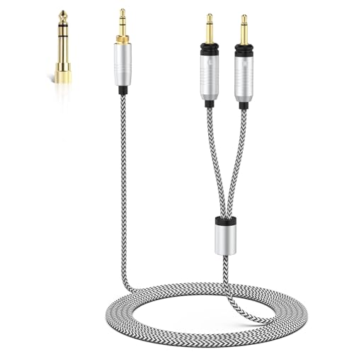 Gneinour Focal Cable Compatible with Focal Elear, Elegia, Elex, Clear, Clear MG, Celestee, Stellia, Radiance Headphones, 3.5mm Audio Cable with 6.35mm Adapter (47, Inches)