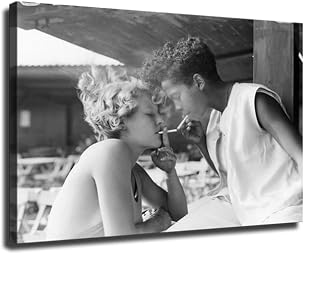 LOKLNEYK Girls Smoking Girlfriends Sharing A Cigarette Light Canvas Wall Art Poster Decor for Living Room and Bedroom Wall Modern Home (Unframe 8in*12in)