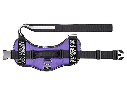 Doggie Stylz Service Dog Harness Vest Comes with 2 Reflective Service Dog DO NOT PET Removable Patches. Please Measure Dog Before Ordering (Girth 24-31\", Purple)