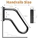 Handrails Wall Mount Stair Safety Handle Non-Slip Step Metal U-Shape Grab Yard Mounted Garage Porch Garden Hand Railings Powder Coated Heavy Duty Indoor or Outdoor Safe Bars Black for 1 to 3 Steps