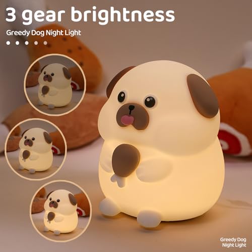 Image of S NMT Cute Dog Silicone Night Light 7 Colors Changeable 3 Brightness Rechargeable Timing Sleeping Lamp Kawaii Cordless Night Lights for Kids Room Decor
