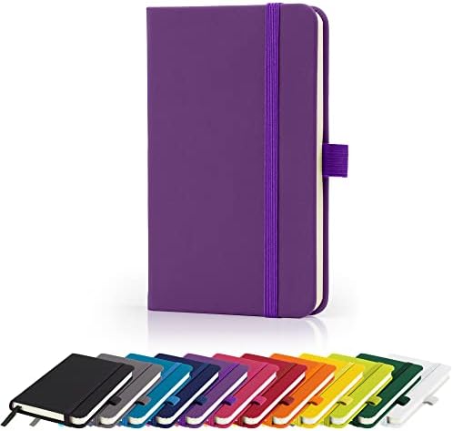 Premium A6 Notebook New Lined Pocket Hardback Small Journal with Pen Loop, Elastic Closure and Ribbon Marker 196 Pages / 98 Sheets Notepad Note Book Notes Pad (Red)