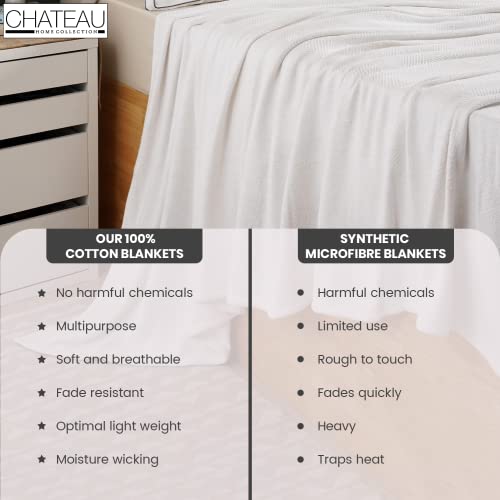 100% Cotton King Size Blanket, Luxury King Size Blanket For Bed (108 X 90 Inches) Soft Blanket, Fall Throw Blanket, Premium Lightweight Herringbone Pattern Blanket, Cozy Blanket - White Blanket #TOP5