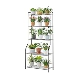 Kitsanery Plant Stand Indoor Outdoor for Multiple Plants, 5 Tier Tall Heavy Duty Metal Shelf, Large Flower Pot Holder Ladder for Garden, Patio, Living Room, Balcony, Black