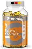 Gummily® Kinder Eisen & Vitamin C Gummibärchen – LABORGEPRÜFT – Leckerer Orangengeschmack ohne Metall-Nachgeschmack – Hochbioverfügbar durch Vitamin C - Vegan
