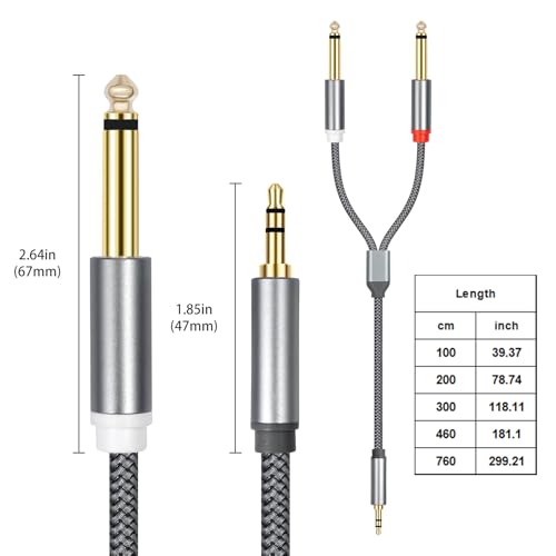 Cable 3.5 mm a doble 6.35 mm multiusos divisor de audio para compartir sonido en dos dispositivos 5
