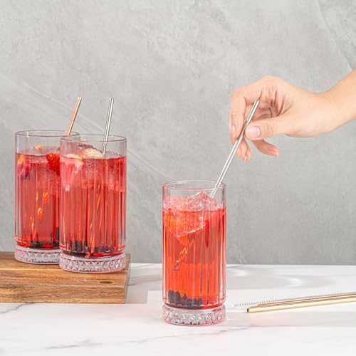 Restaurantware Bar Lux 7.5 Inch Reusable Straws 2 Straight Metal Straws - Short Durable Stainless Steel Drinking Straws Food-Grade Use With Cocktail Mocktail Or Rocks Glasses