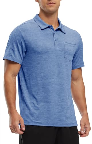 Image of Rdruko Men's Polo Shirts Short Sleeve Quick Dry Outdoor Golf Sports Shirts with Pocket