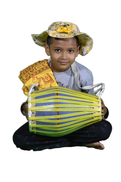 LNDS- Kids Mridanga & Khol (13 Inch Hight Colour Blue) Body Material Fiber Only Use For Baby-image-36