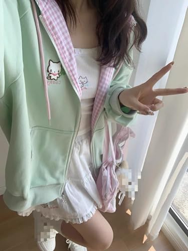 Image of Pokn Y2K Zip Up Hoodie Jojifuku Cutecore Kawaii Hoodie Clothes Women Long Sleeves Tops Graphic Cutecore Shoujo Clothes